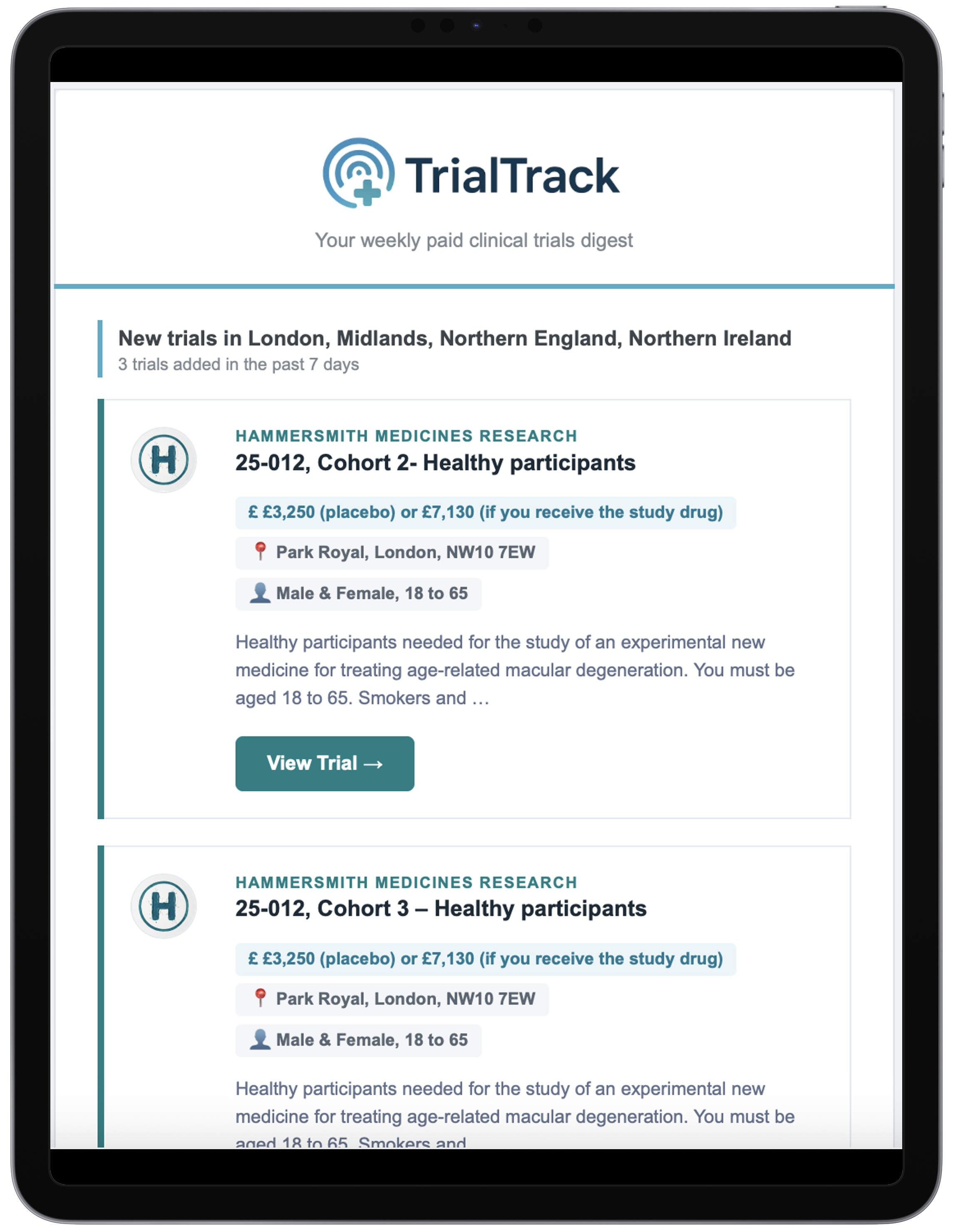 Trial alerts preview